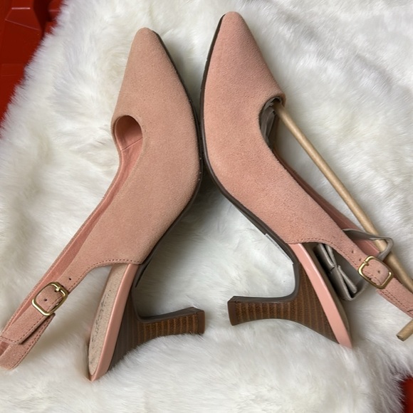 Clark’s shoes ,women NEW,Kataleyna step,peach suede,sling back leather pumps - Picture 5 of 15
